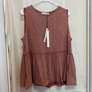 Mustard Seed Pink Sleeveless Peplum Tank Top